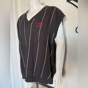 DEVEREUX GOLF Men’s Charcoal & White Pinstripe V-Neck Sweater Vest - NEW - XXL